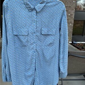 Express Blue w/ grey Zebras Button Down Shirt